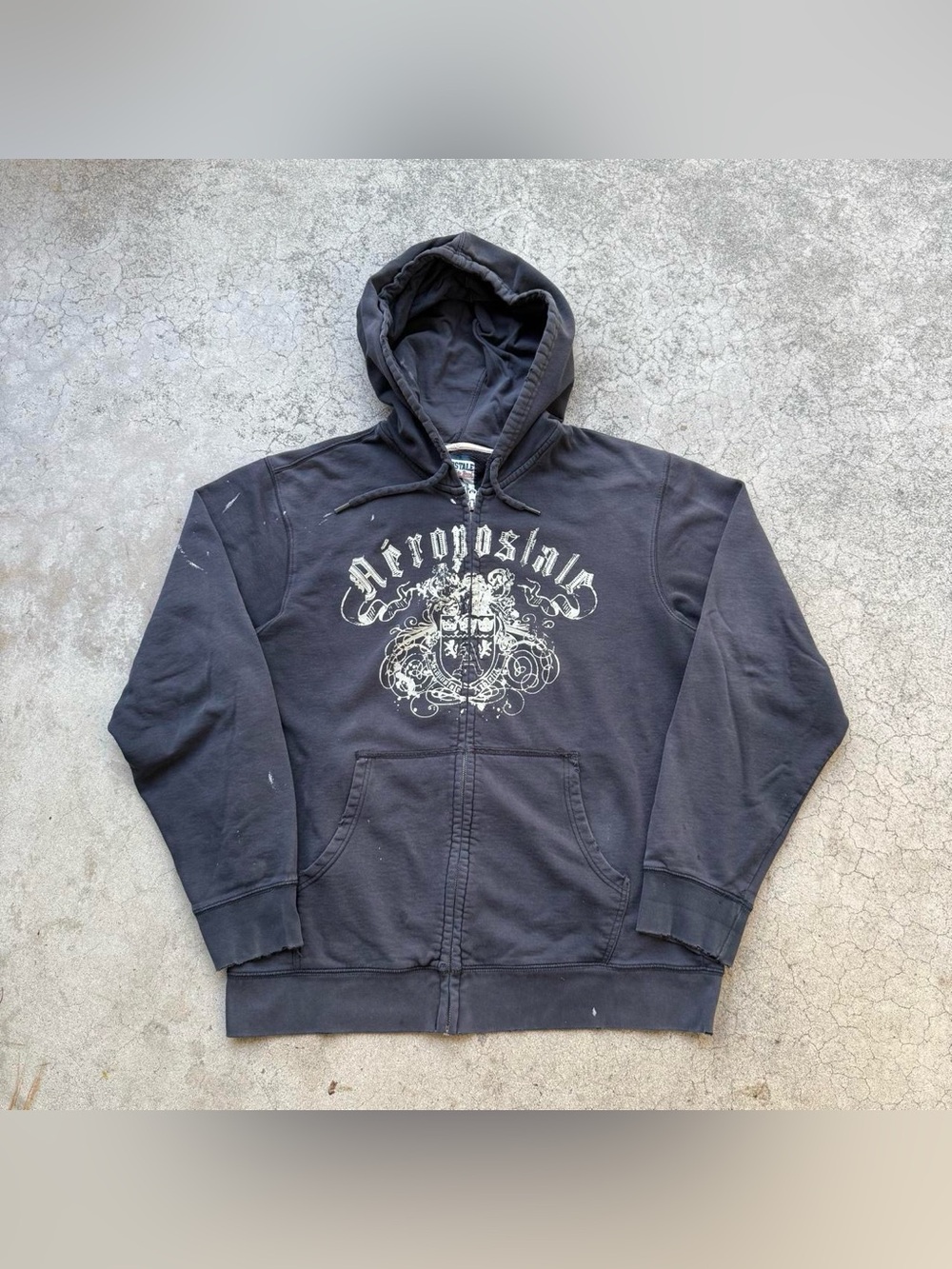 Vintage Y2K Distressed AEROPOSTALE FULL Zip Hoodie Sz XL